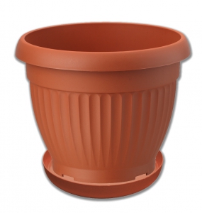 Blumentopf - Pflanzkübel mit Untersetzer 35 cm Durchmesser - terracotta